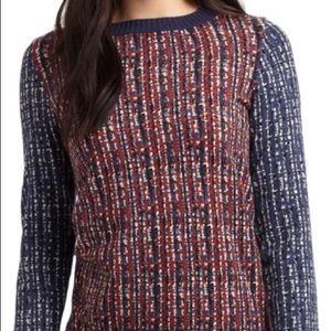 Tory Burch Hutton Red & Blue Sweater
